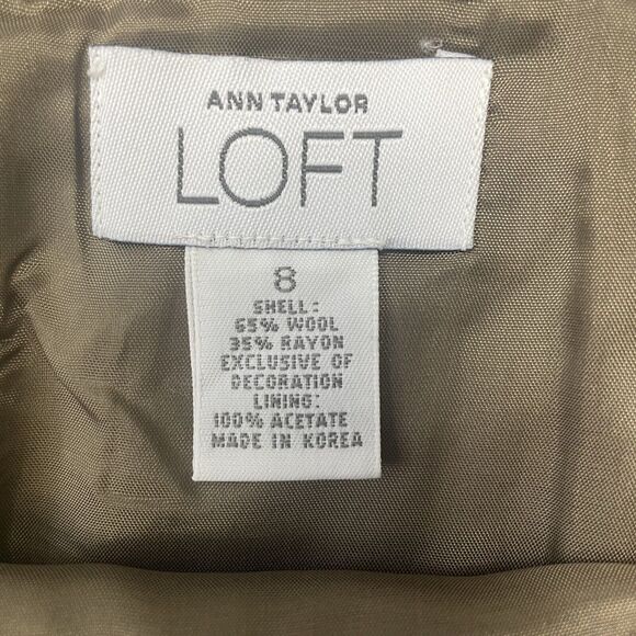 Loft Skirt Womens 8 Brown Wool Blend Lined Slit Business Casual Fall Autumn - Picture 3 of 7